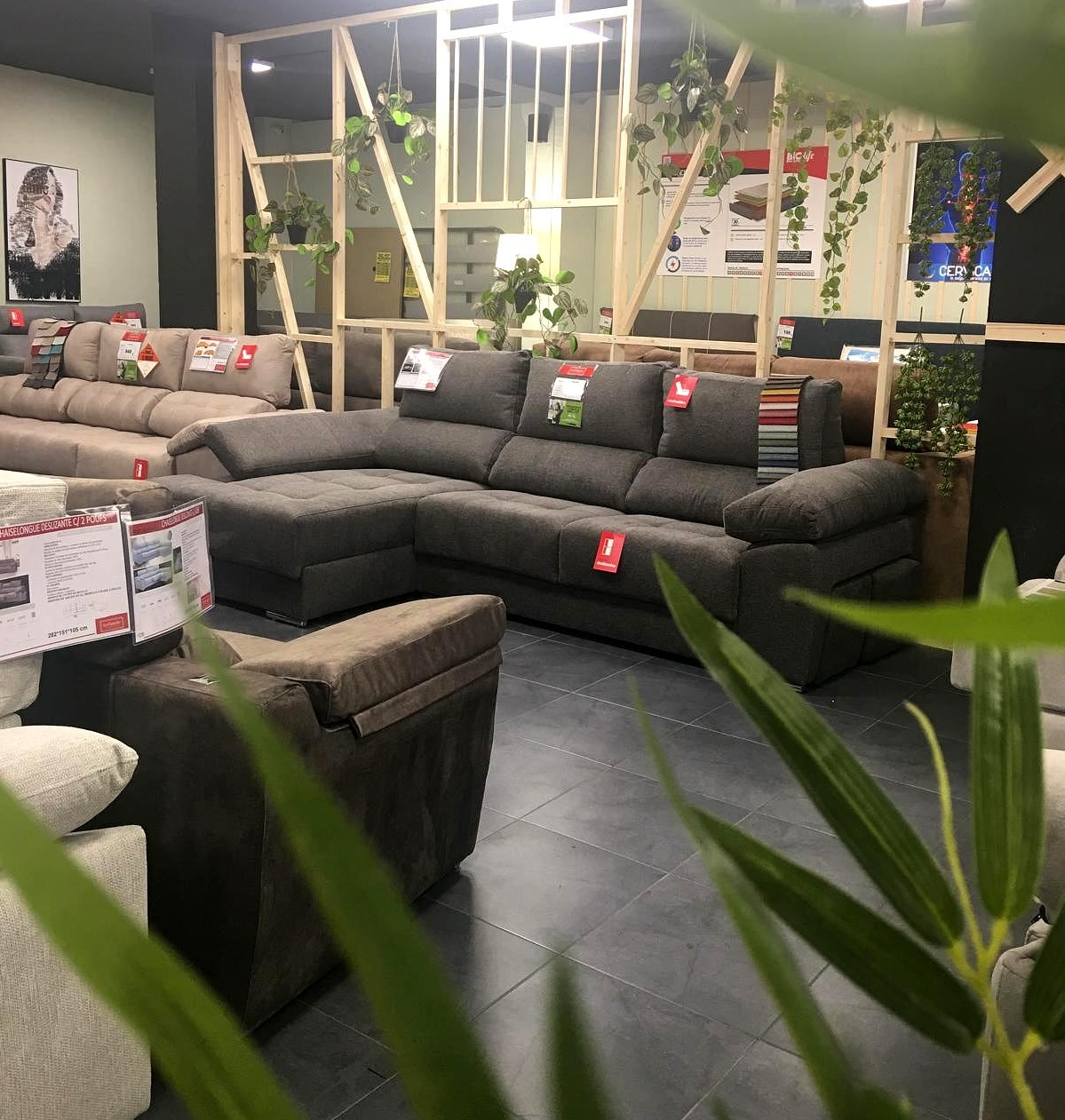 Interior Tienda Sofás Salamanca Interior de la tienda SofasDe en Salamanca, mostrando una amplia selección de sofás en un ambiente cálido y acogedor.